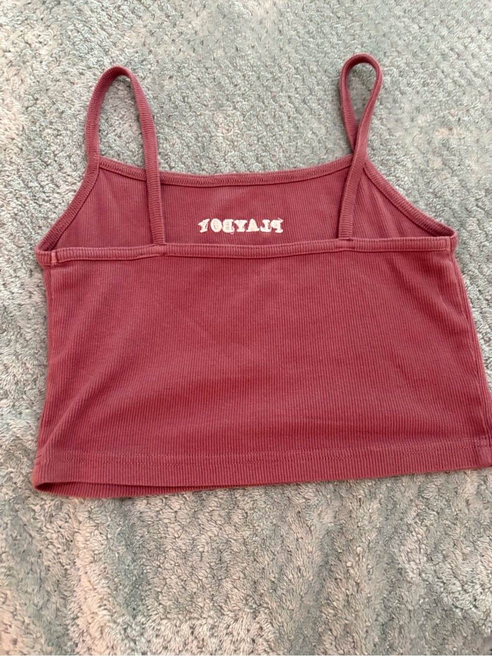 PLAYBOY by Pacsun Mauve Ribbed Cropped Tank with Logo sz Small - Picture 4 of 5